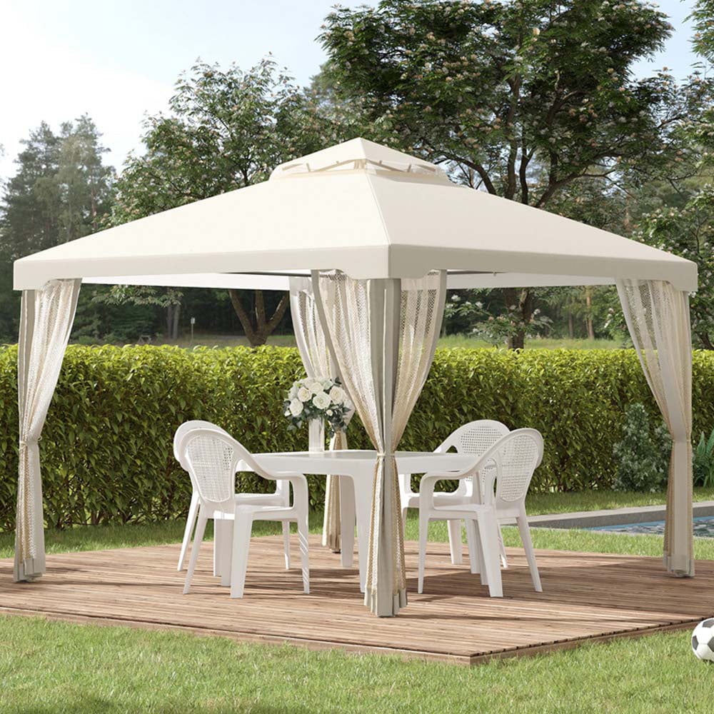 Outsunny 3 x 3m 2 Tier White Gazebo Image 1