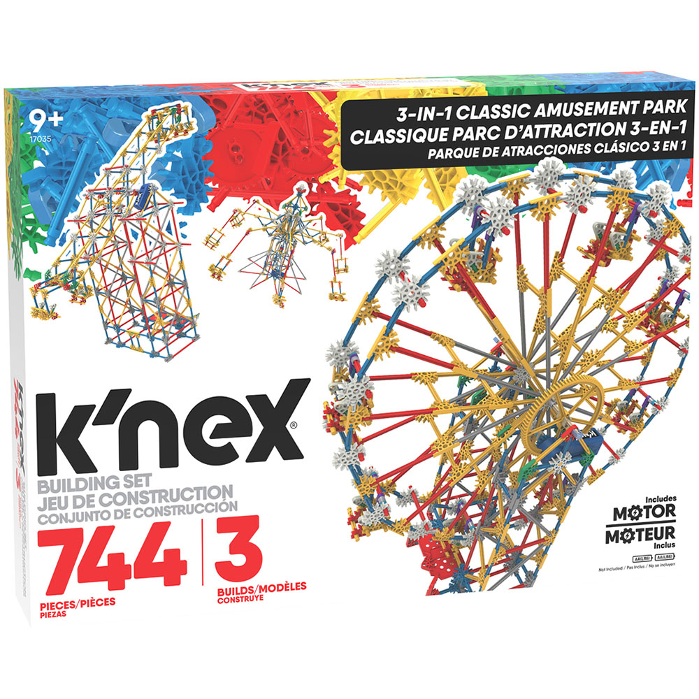 Basic Fun K'NEX 3-in-1 Classic Amusement Park Building Set 744 Piece Image 1