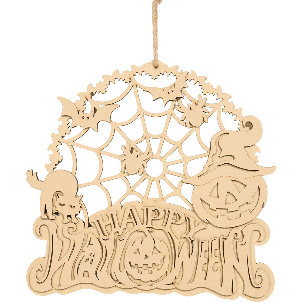 Happy Halloween Wooden Hanging Sign Natural Image 2