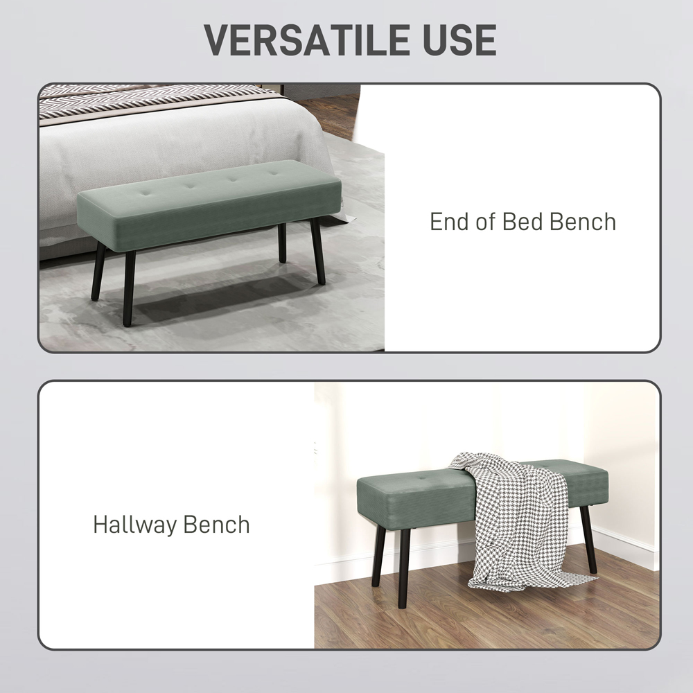 Portland Green End of Bed Bench with Thick Padding Image 7