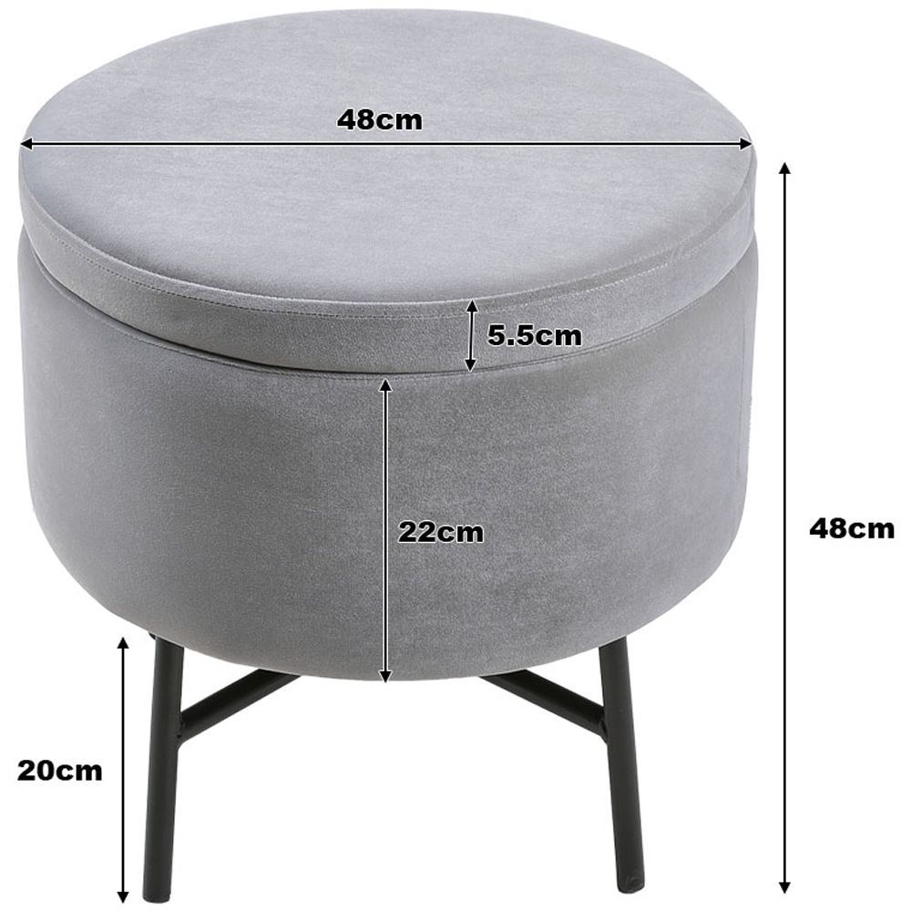 Living and Home Grey Contemporary Velvet Ottoman Image 9