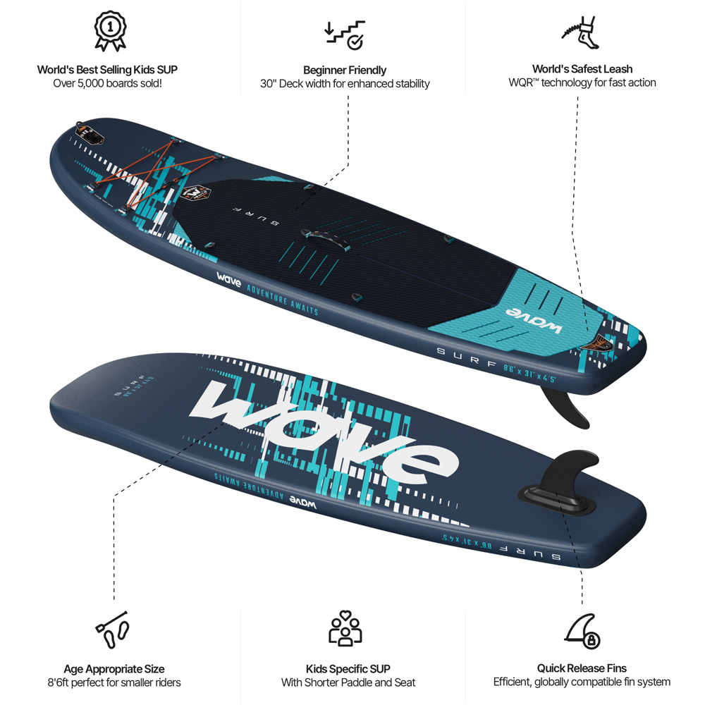 Wave Surf Kids 3.0 8.6ft Navy Inflatable Paddleboard Image 4