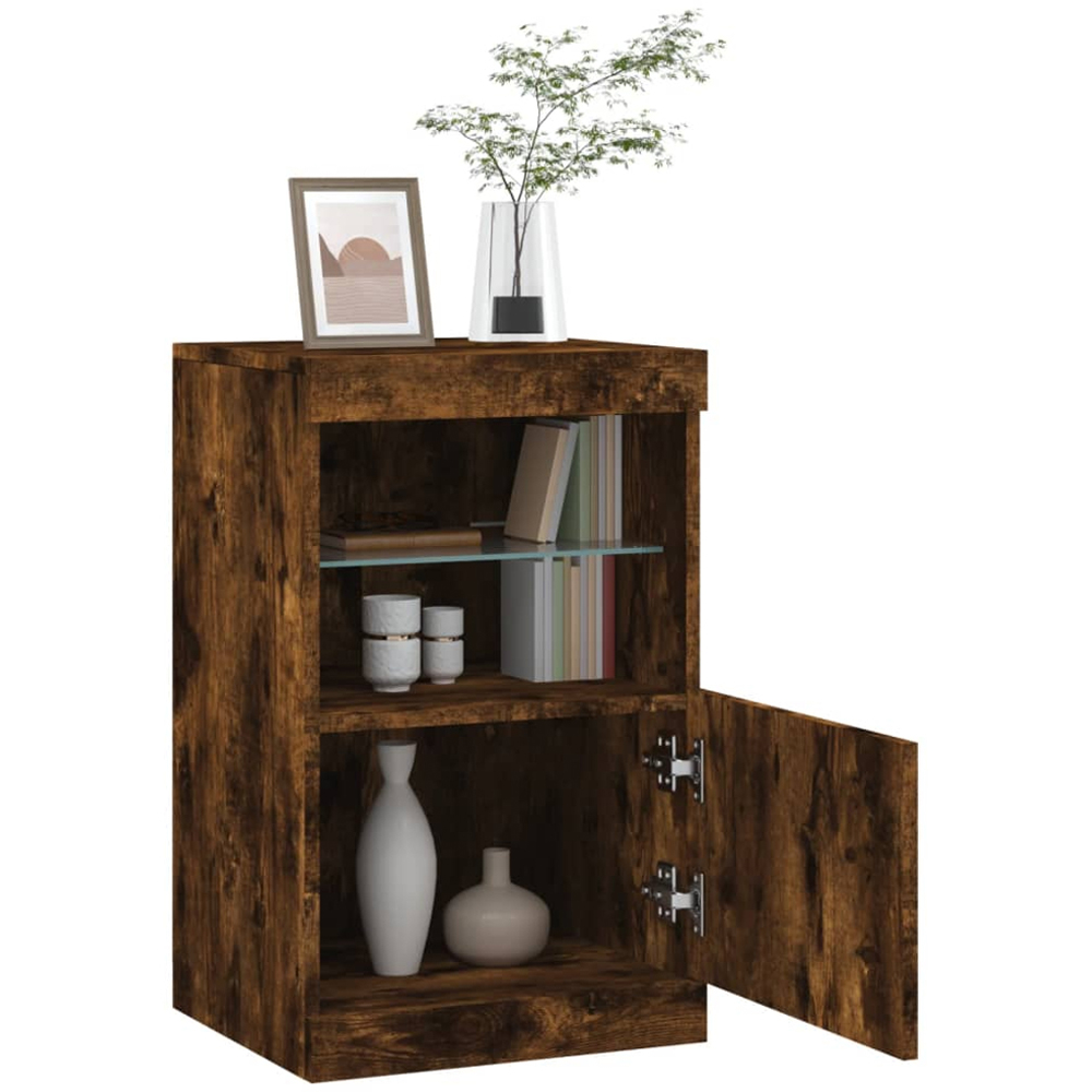 vidaXL Single Door 2 Shelf Smoked Oak Sideboard Image 5
