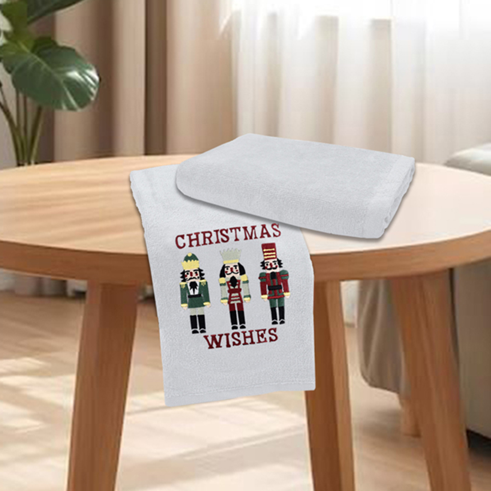 Noel Square Nutcracker White Hand Towel 2 Pack Image 2