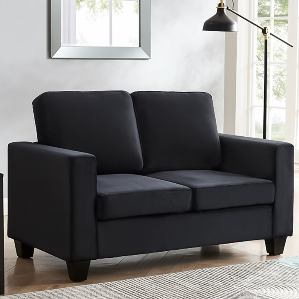 Home Detail Dakota 2 Seater Black Velvet Sofa Image 1