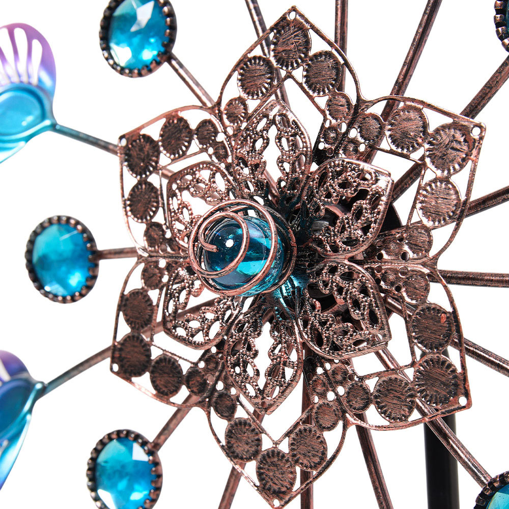 Living and Home 8 Blades Blue and Purple Metal Shell Wind Spinner 90cm Image 5