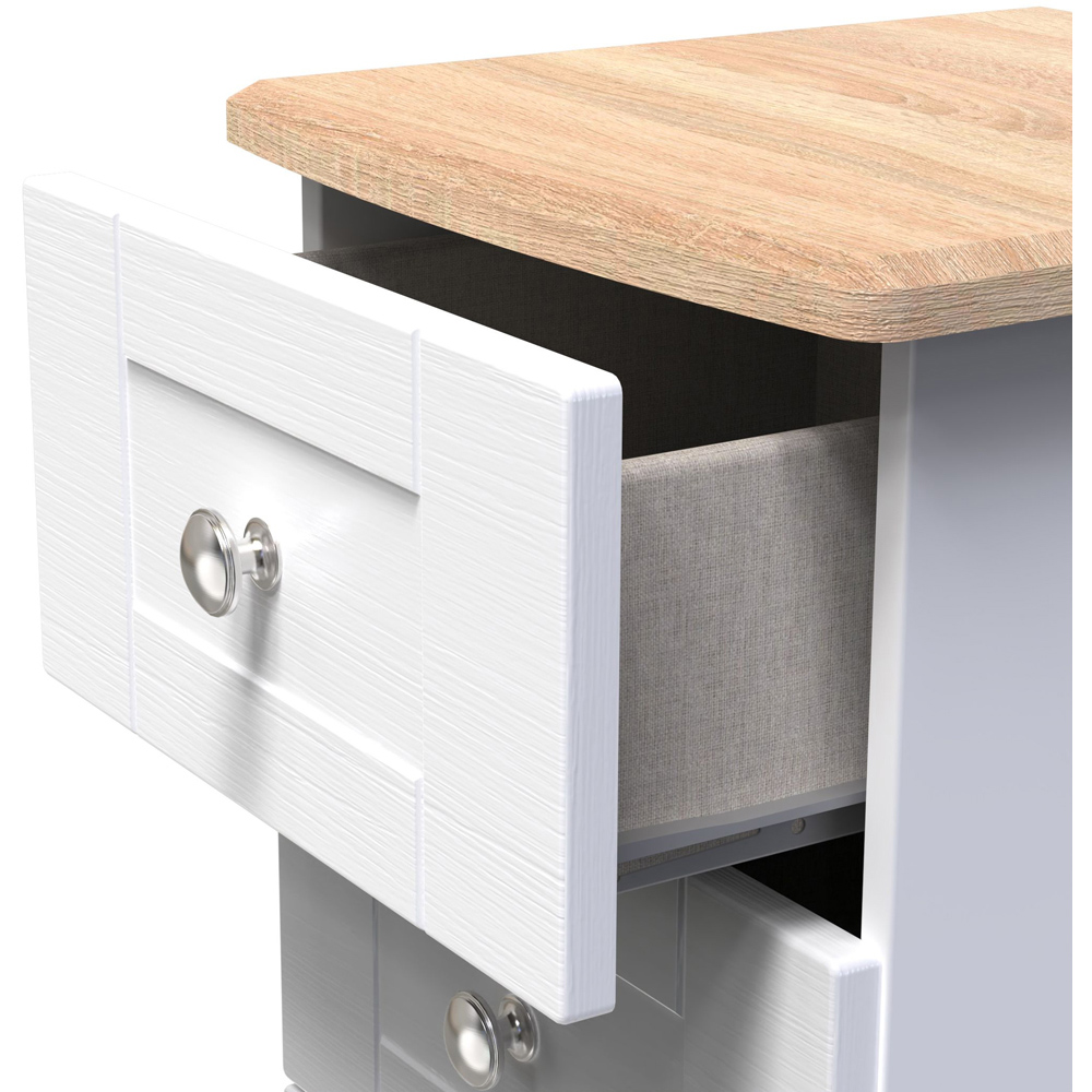 Crowndale Sussex 5 Drawer White Ash and Bardolino Oak Bedside Table Ready Assembled Image 6