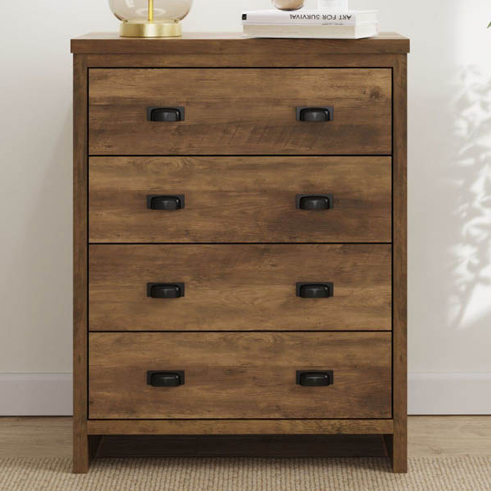 GFW Boston 4 Drawer Knotty Oak Chest of Drawers Image 1