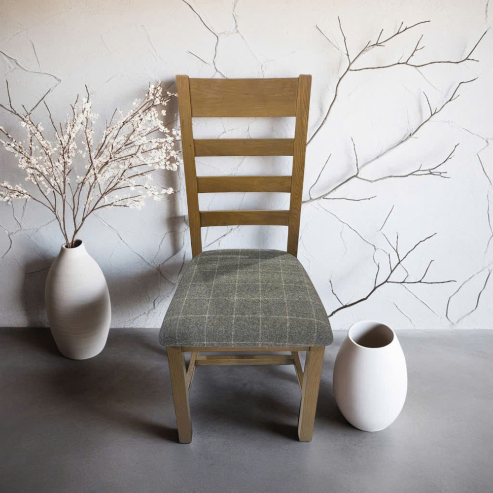 Home Source Holcombe Grey Smoked Oak High Slatted Back Dining Chair 2 Pack Image 4