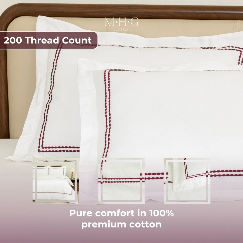 MHG Living King Size Kensington Burgundy 200 Thread Count Duvet Cover Set Image 3