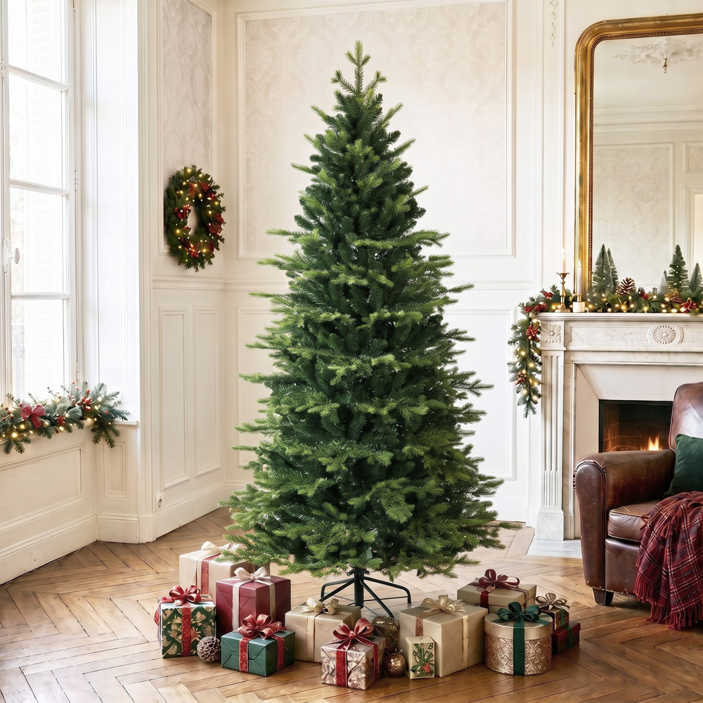 HOMCOM Green Geneva Fir Hinged Artificial Christmas Tree with 1610 Branch Tips 6ft Image 9