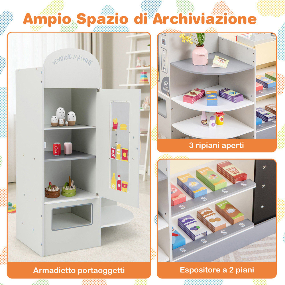 Costway Grey Kids Grocery Store Playset Image 6