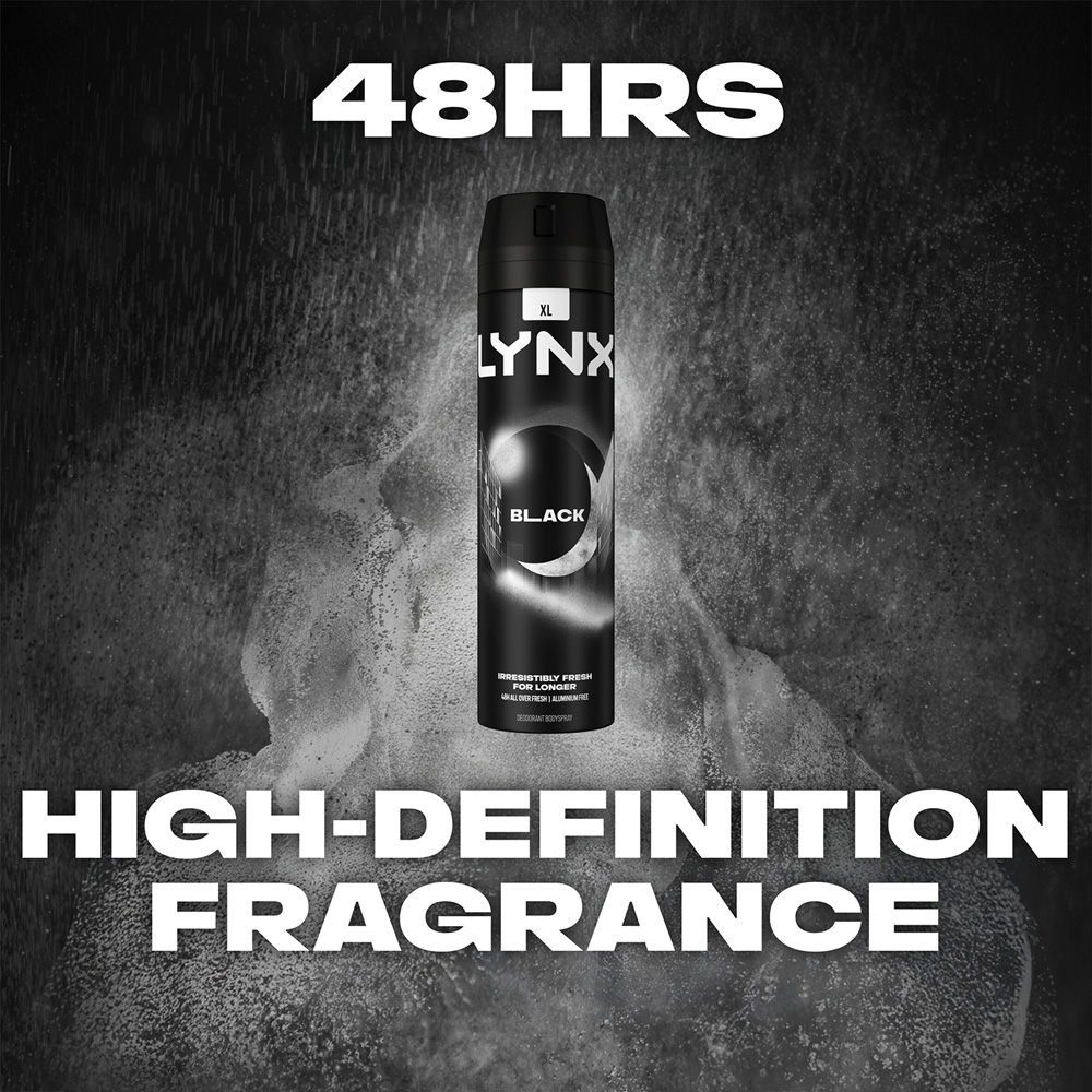 Lynx Black Frozen Pear and Cedarwood 48H Protection Deodorant Body Spray 200ml 6 Pack Image 7