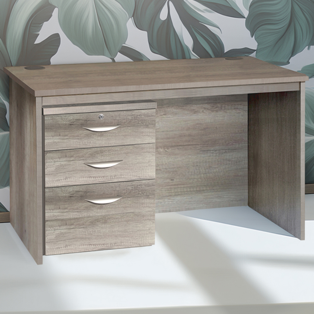 R White Cabinets 3 Drawer Home Office Desk with Hutch Grey Image 1