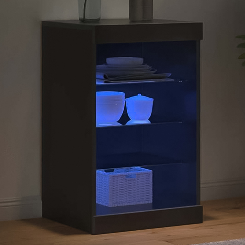 vidaXL Single Glass Door 4 Shelf Black Wooden Sideboard Image 1