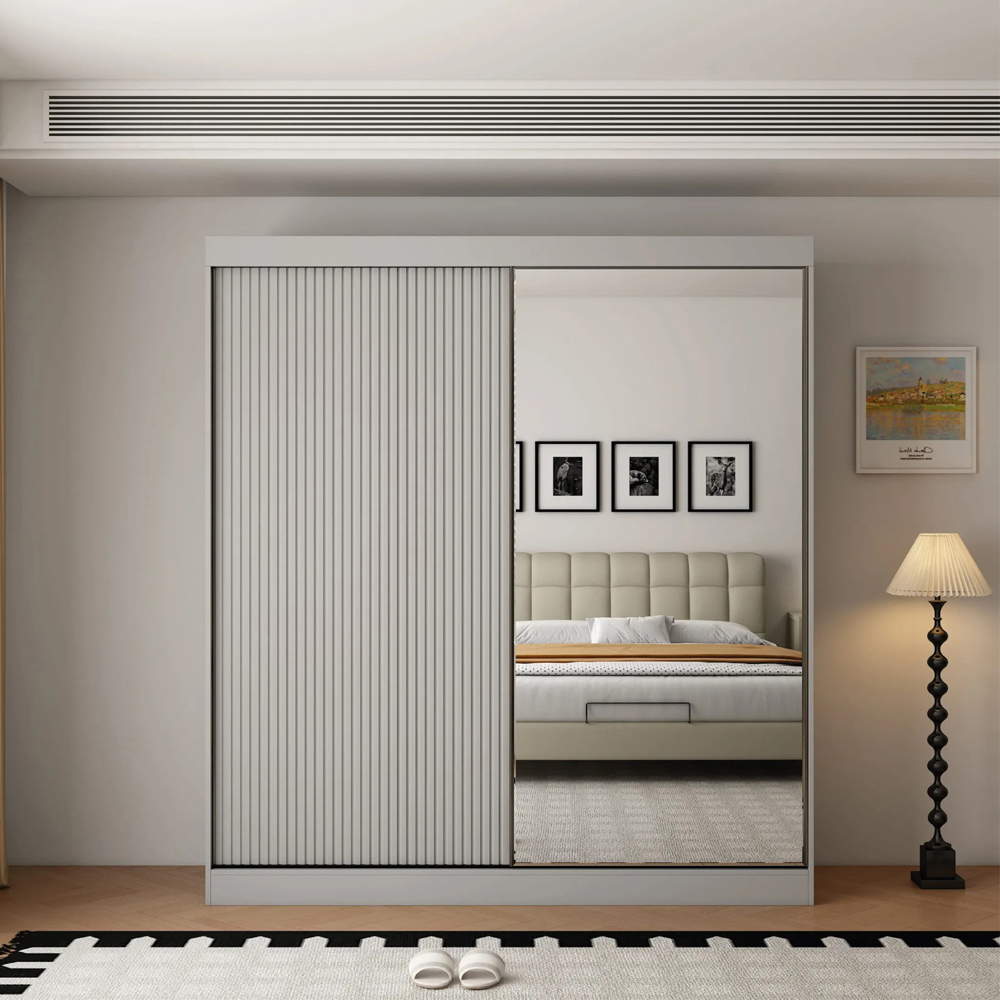 ARTESA Berlin 2 Door Grey Mirrored Sliding Wardrobe Image 4