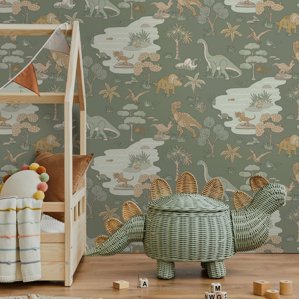 Holden Decor Dino Zoo Green Wallpaper Image 3