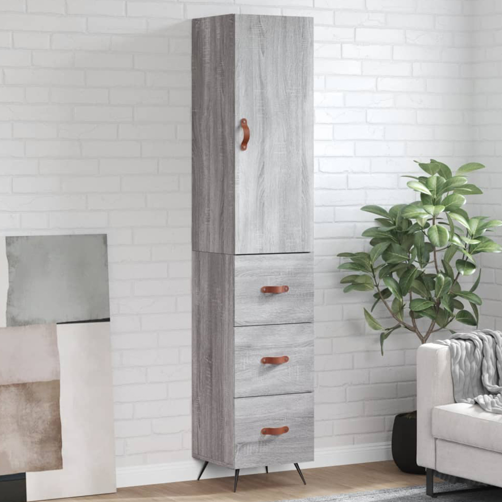 vidaXL Single Door 3 Drawer Grey Sonoma Highboard Image 1