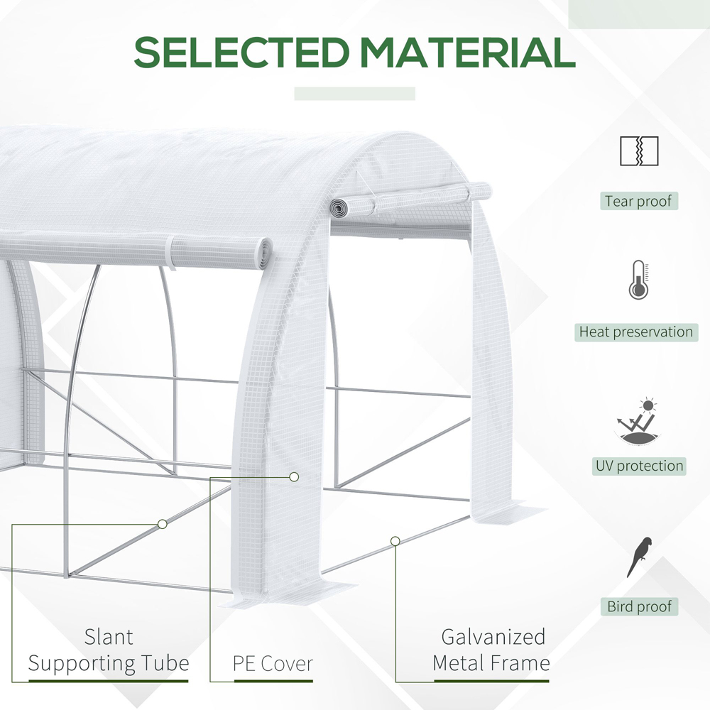 Outsunny White Plastic 10 x 10ft Polytunnel Greenhouse Image 4