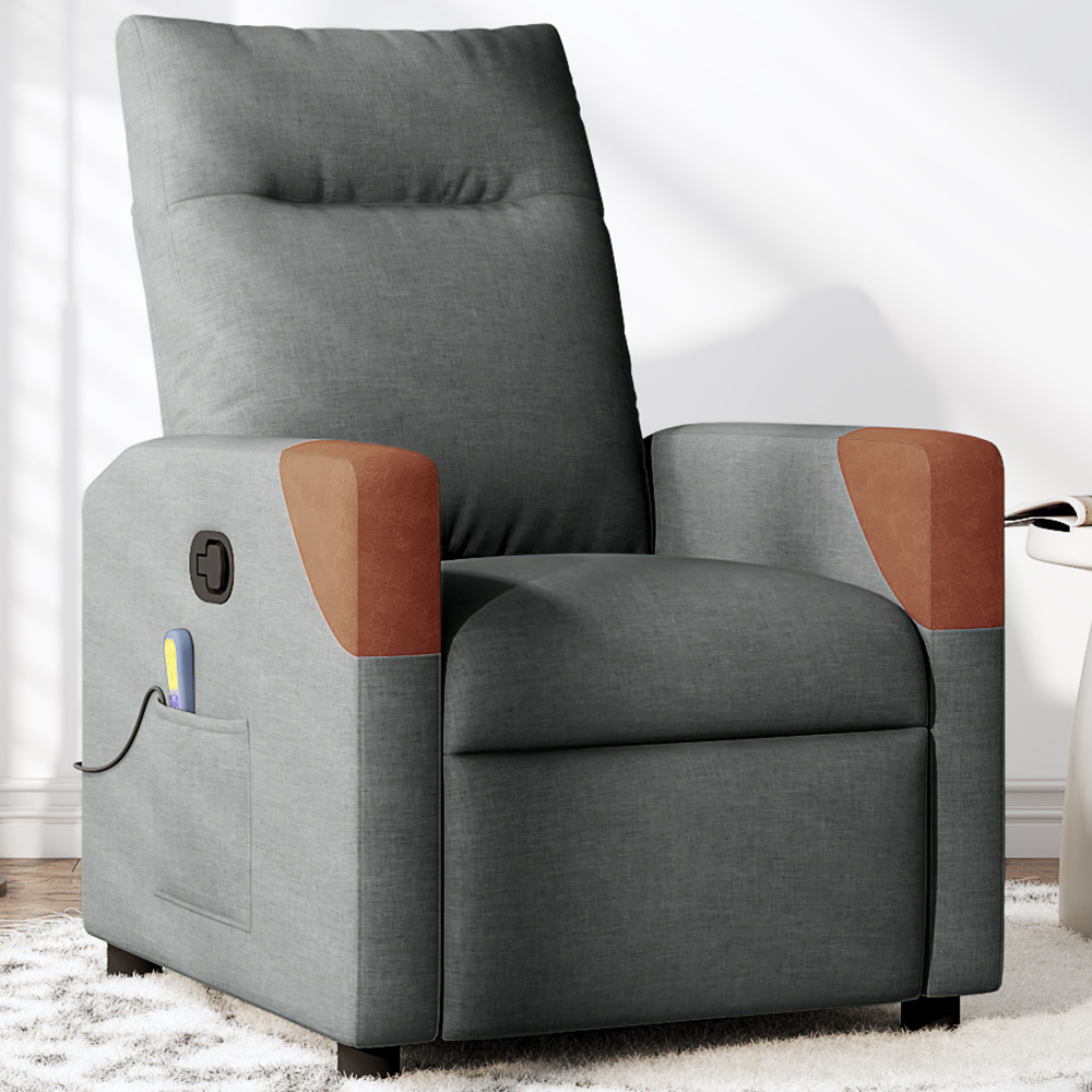 vidaXL Dark Grey Fabric Manual Massage Recliner Chair Image 1