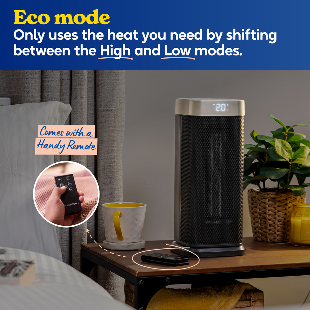 Russell Hobbs RHCTH2002G Black and Gold Square Ceramic Heater with Digital Display 2000W Image 6