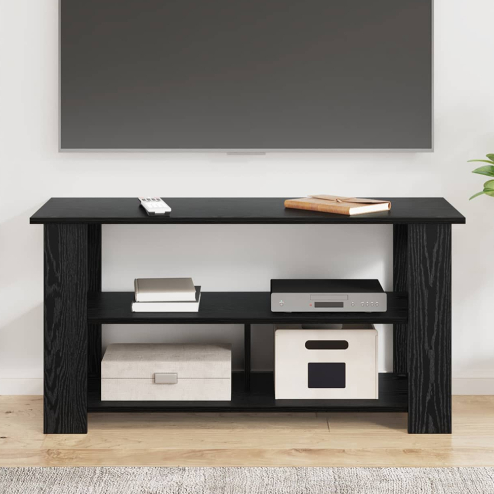 vidaXL 3 Shelf Black Oak TV Stand Image 1