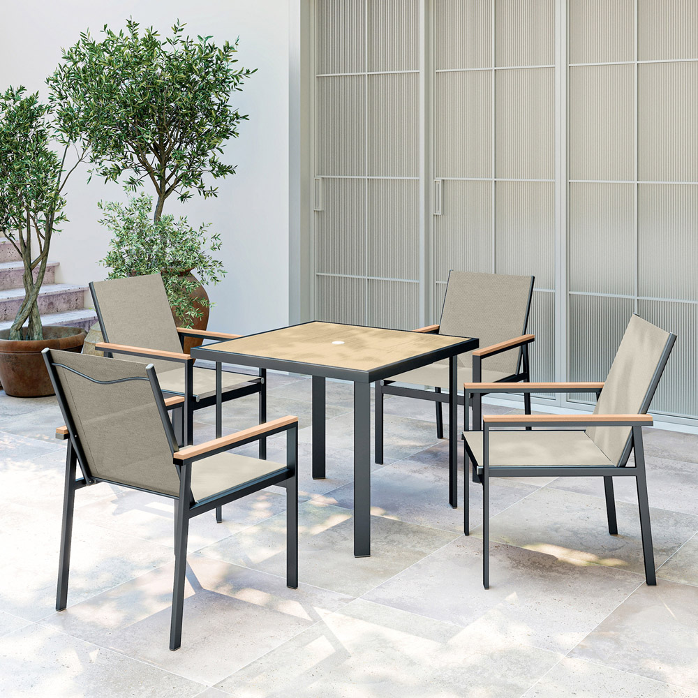 Outsunny 4 Seater Khaki Garden Dining Set Image 3