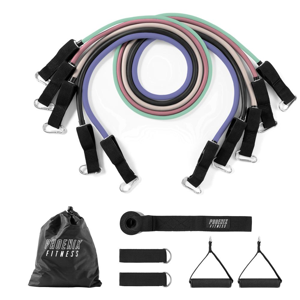 Phoenix Fitness Pastel Resistance Tube 5 Pack Image 3