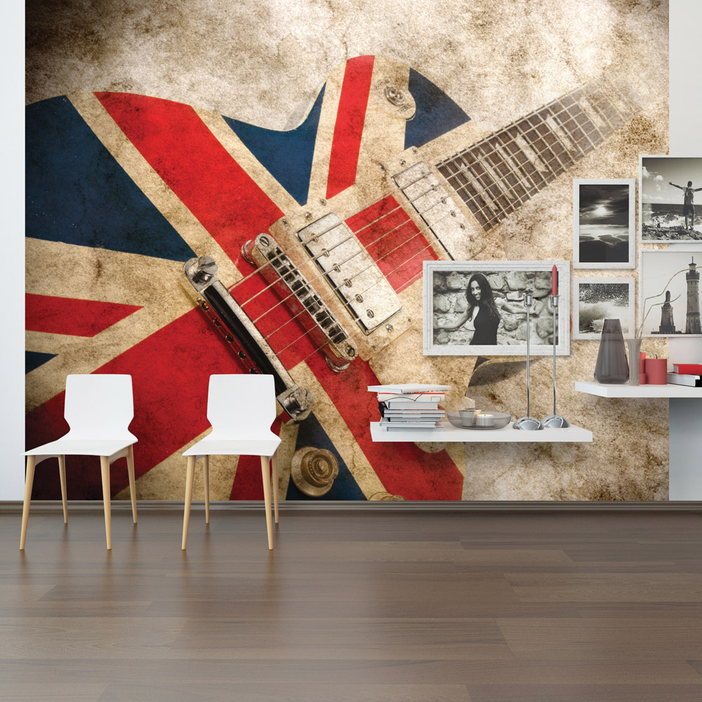 Origin Murals Rock Guitar Brown Wall Mural Image 1
