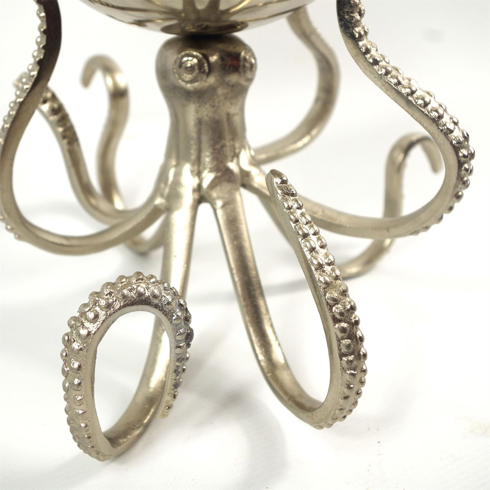 Botanik Silver Metal Octopus Bowl Style Planter with Stand 28cm Image 2