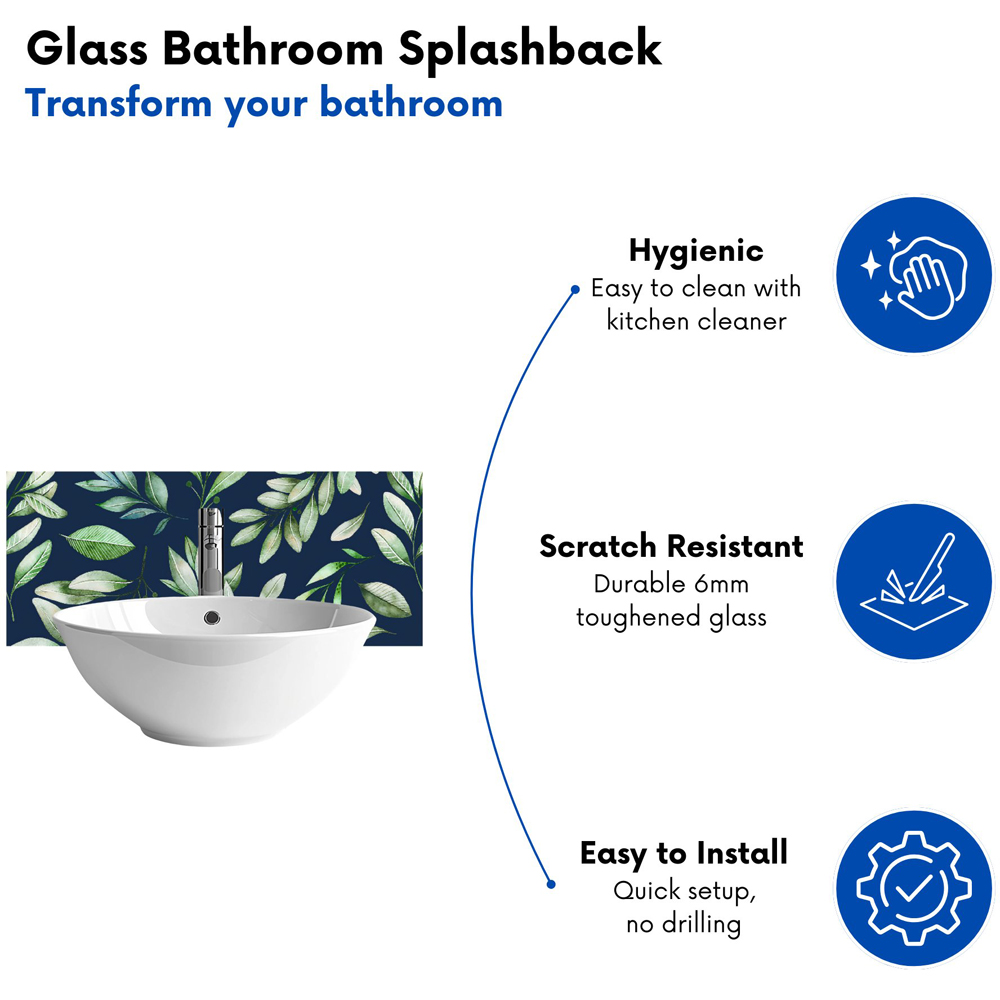 Warren Reed Designer Watercolour Leaves Glass Bathroom Splashback 25 x 60cm Image 4