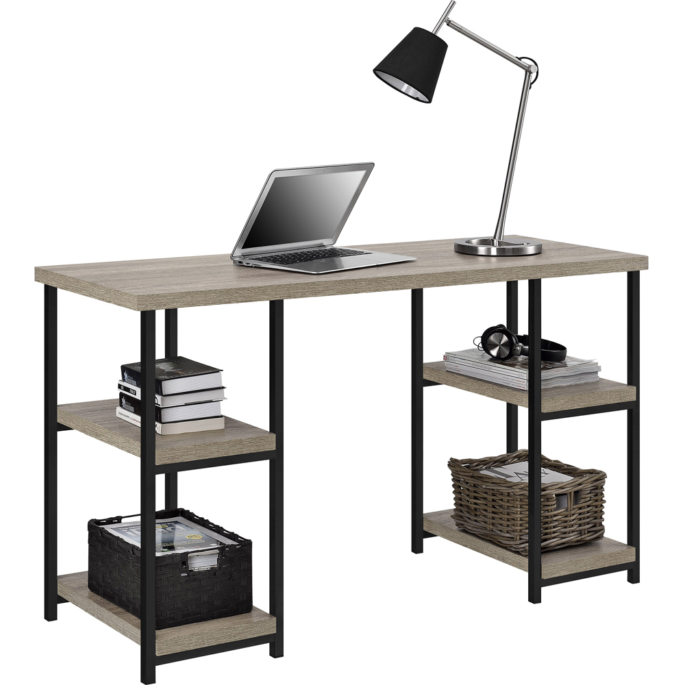 Dorel Elmwood 4 Shelf Laptop Desk Weathered Oak Image 3