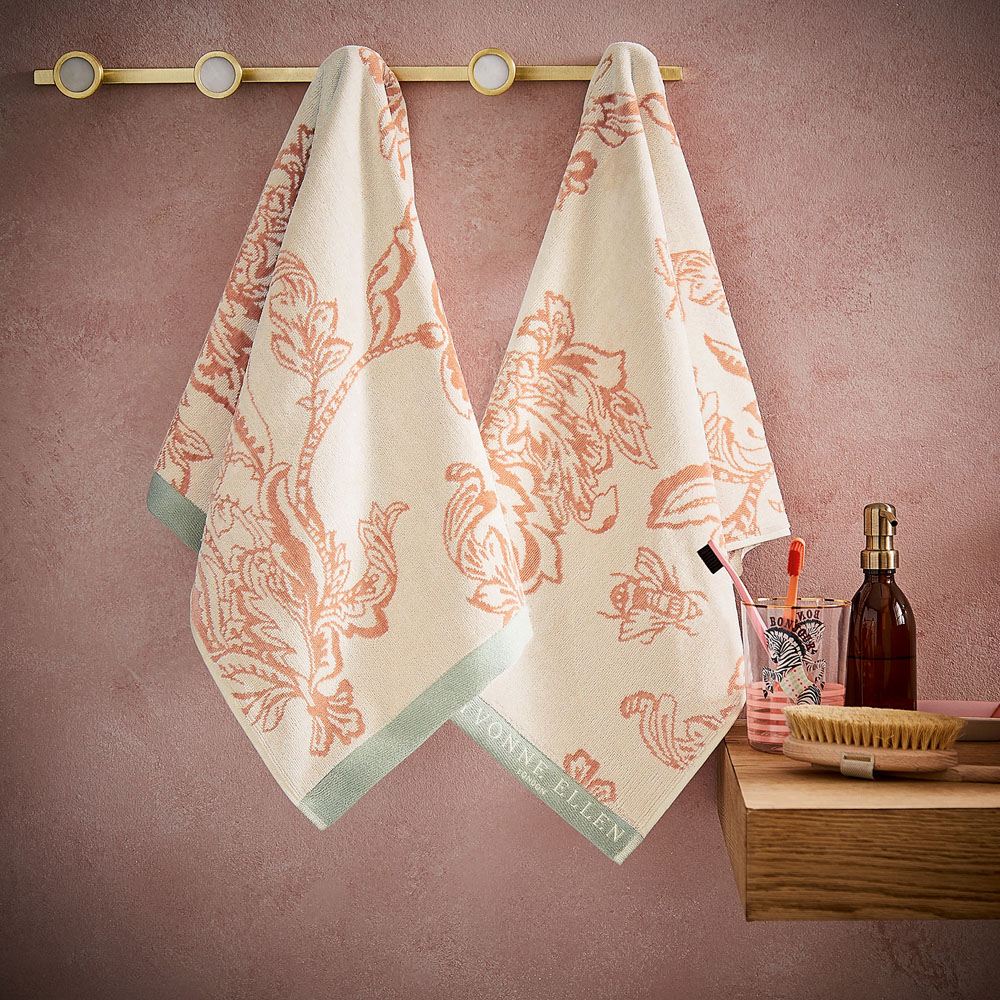 Yvonne Ellen Cotton Vintage Rose Signature Floral Hand Towel | Wilko