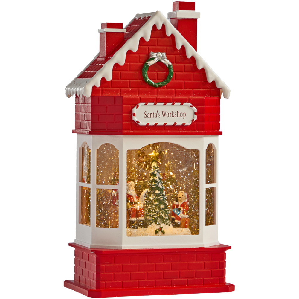 The Christmas Workshop Warm White LED Santas Workshop Light Up Snow Globe 28.5cm Image 1