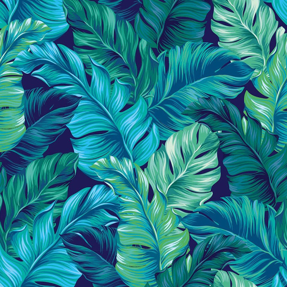 Bobbi Beck Eco Luxury Tropical Jungle Leaf Teal Wallpaper Image 1