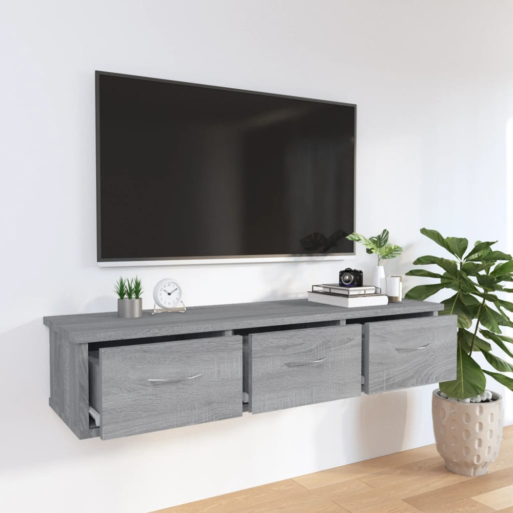 vidaXL 3 Drawer Grey Sonoma Wall Cabinet Image 7