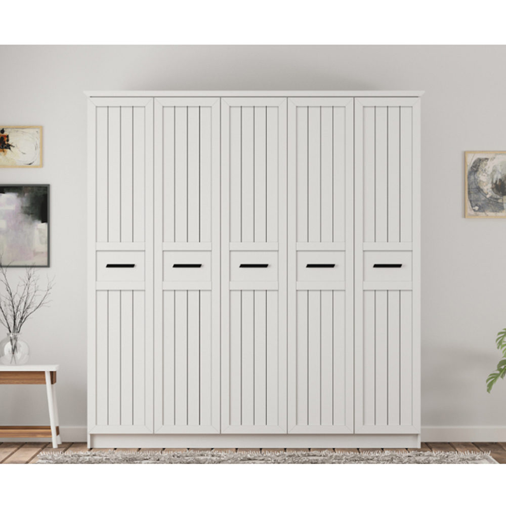 Evu VIENNA XL 5 Doors White Wardrobe Image 5