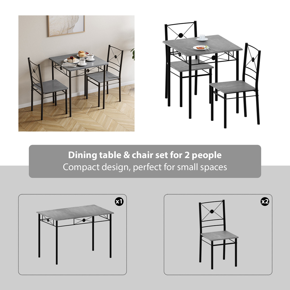 VIDA DESIGNS Roslyn 2 Seater Square Dining Set Concrete Grey Image 5