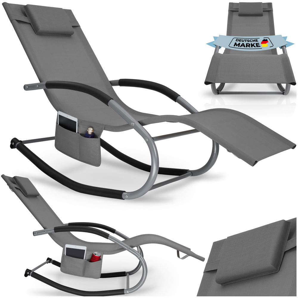tectake Taya Grey Rocking Sun Lounger Image 2
