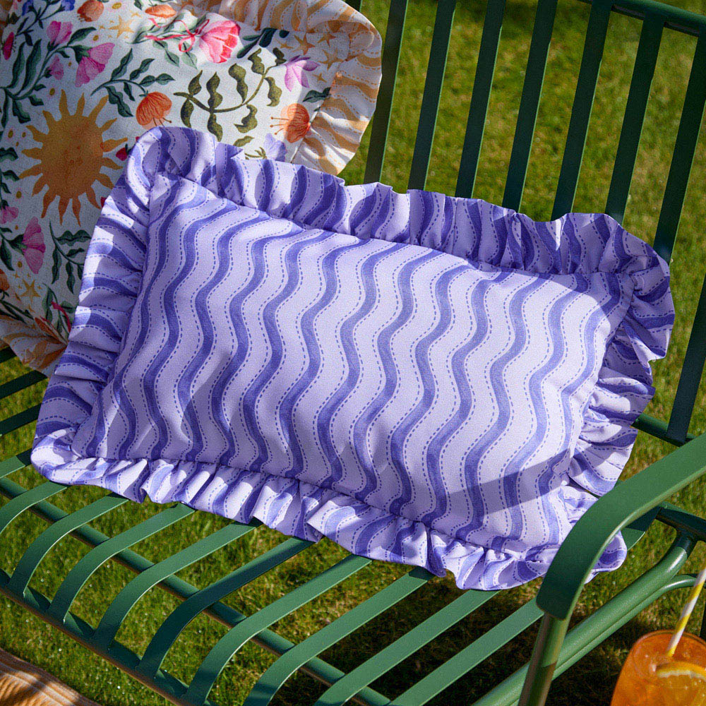 Furn Summer Solstice Blue Wiggly Stripe Cushion 30 x 50cm Image 2