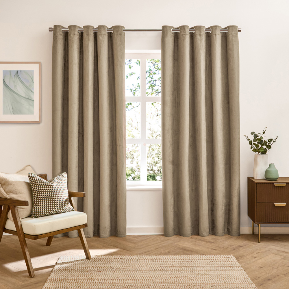 Furn Verso Mocha Reversible Suede-Look Blackout Eyelet Curtains 168 x 229cm Image 4
