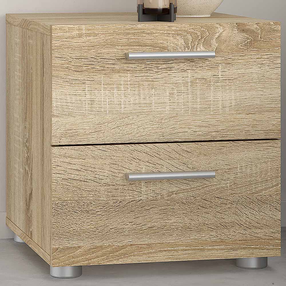 Florence 2 Drawer Oak Bedside Table Image 1