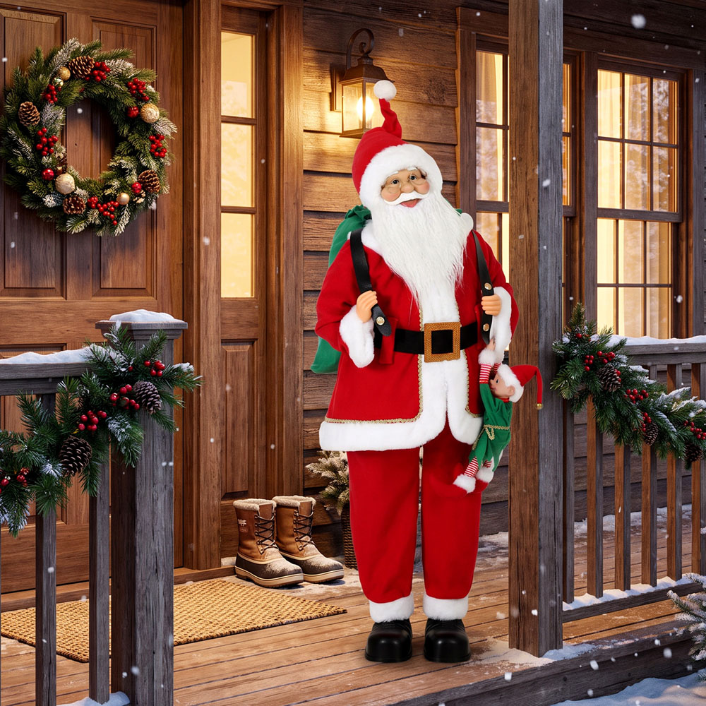HOMCOM Singing and Dancing Santa Claus with Sack Hanging Elf Christmas Decoration 4ft Image 3