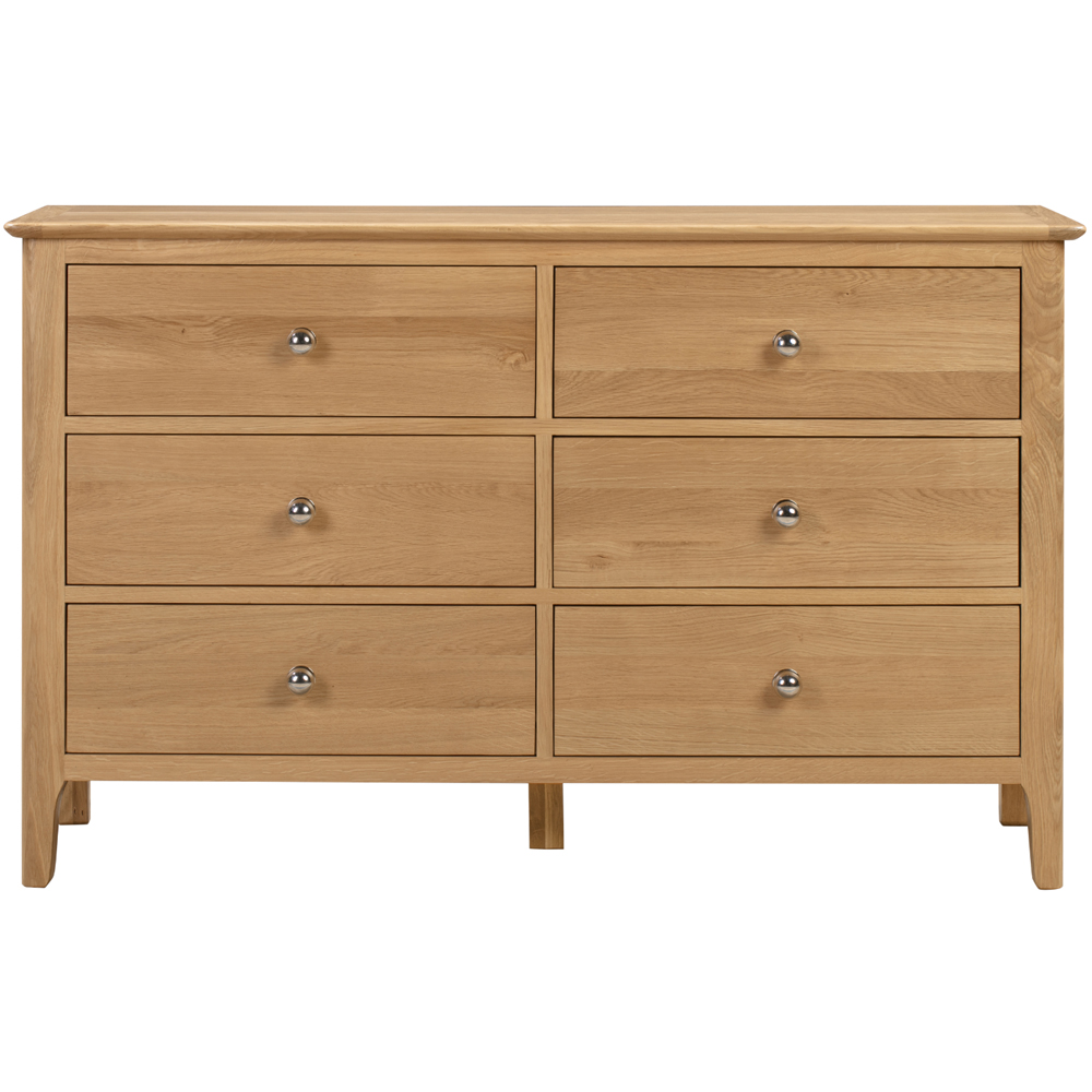 Julian Bowen Cotswold 6 Drawer Oak and Veener Wide Chest of Drawers Image 4