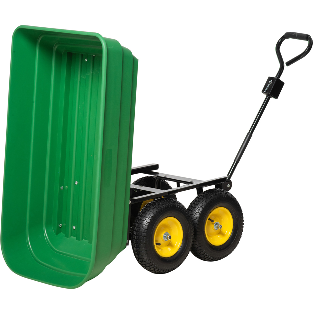 Outsunny Green Heavy Duty Trolley Garden Cart 125L Image 4