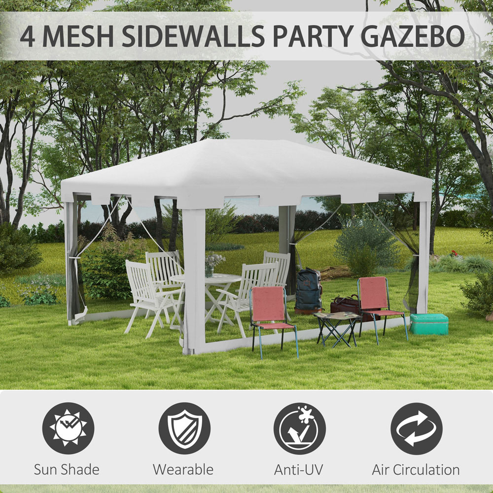 Outsunny 4 x 3m Gazebo Party Tent with Panel Image 4