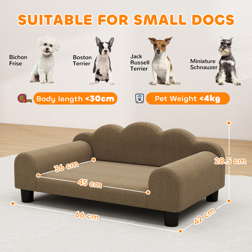 PawHut Brown Small Pet Sofa Bed with Backrest and Armrest Image 9