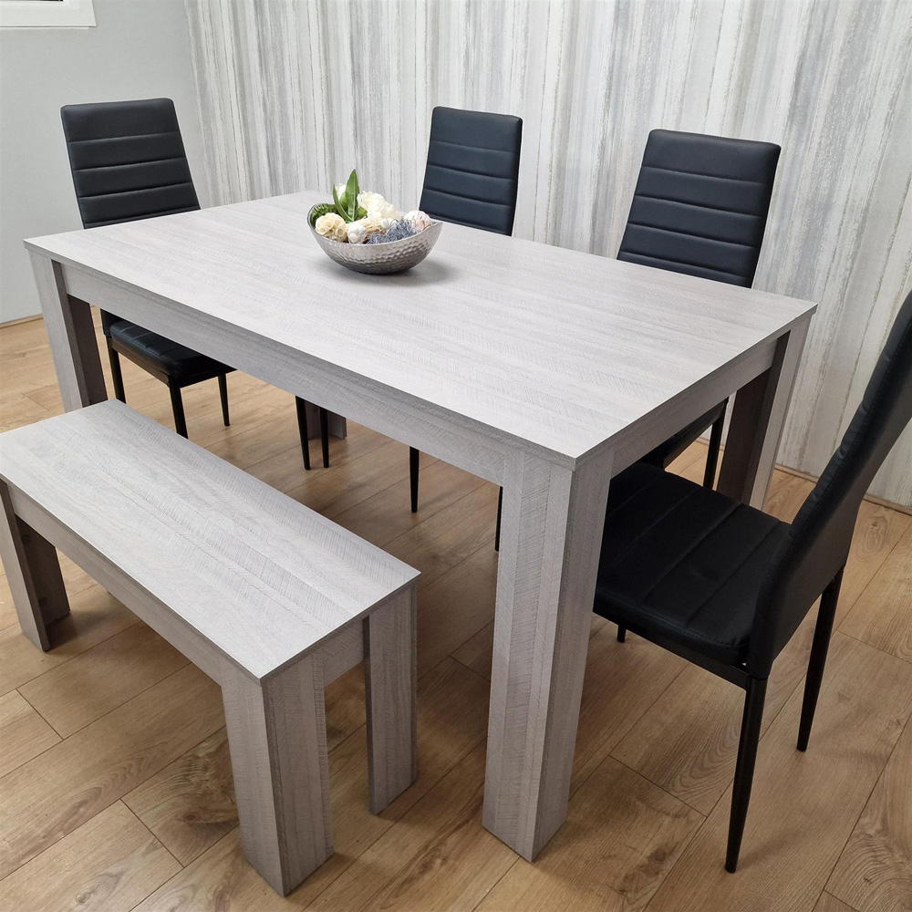 Kosy Koala 6 Seater Metal Arrow Design Dining Bench Set Grey and Black Image 5