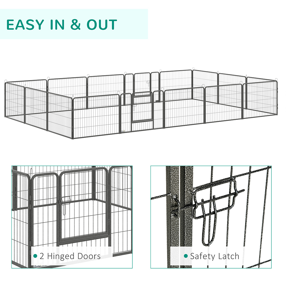 PawHut 16 Panel Dog Playpen with 2 Doors Image 6