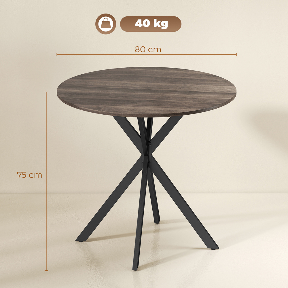 Portland 2 Seater Industrial Round Dining Table Brown Image 9